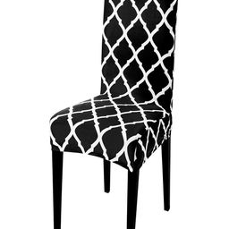 HOKIPO Black & White Printed Stretchable Chair Cover-image-28