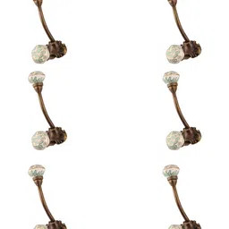 IndianShelf Green and White 6 Piece Ceramic Hexagon Wall Hooks-35