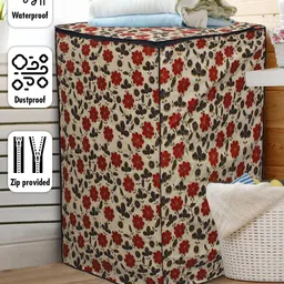 DREAM CARE Beige & Red Printed Waterproof and Dustproof Top Load Washing Machine Cover-image-77