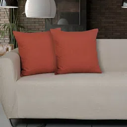 Ode & Cleo Rust Colored 2 Pieces Pure Cotton Square Cushion Covers-image-77