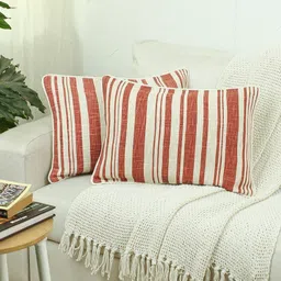 House This Rust Set of 2 Striped Rectangle Cushion Covers-54