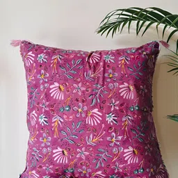 NURTURE INDIA Purple & Green Floral Square Cushion Covers-image-87