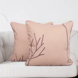 SWAYAM Beige & Brown Set of 2 Ethnic Motifs Square Cushion Covers-18