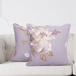 SWAYAM Set Of 2 Brown & White Floral Printed Pure Cotton Square Cushion Covers-5