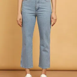 Wrangler Women Straight Fit High-Rise Low Distress Light Fade Stretchable Jeans-image-80