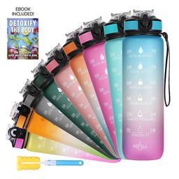 Solara Motivational Sipper Water Bottle, Blue Fuchsia- 1Liter-image-25