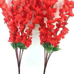 WELL ART GALLERY Red & Green 2 Pieces Cherry Blossom Artificial Flower-7