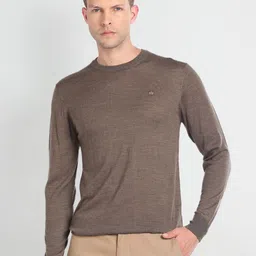 Arrow Round Neck Woollen Acrylic Sweater-image-46