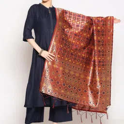 Dupatta Bazaar Red & Gold-Toned Ethnic Motifs Woven Design Dupatta-54