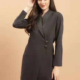 WESTCLO Shawl Collar Single-Breasted Long-line Blazer-picture-45