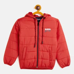 Camey Boys Red Lightweight Padded Jacket with Embroidered-image-8