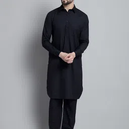 Jompers Shirt Collar Pathani Kurta with Salwar-image-53