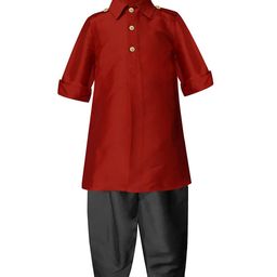 A T U N Boys Maroon & Black Pathani Kurta with Pyjamas-13