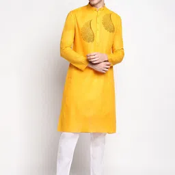 DEVOILER Ethnic Motifs Printed Band Collar Kurta-picture-1
