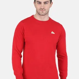 Monte Carlo Men Solid Round Neck Wool Pullover Sweatshirt-image-41