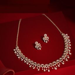 Ami Rose-Gold Plated Cubic Zirconia-Studded Jewellery Set-image-37