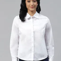 Marks & Spencer Women White Solid Formal Shirt-image-8