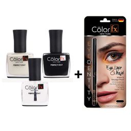 Color Fx Set Of 4 Non-Toxic Nail Polish & Kajal & Eyeliner-40