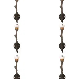 IndianShelf Black & White 6 Pieces Star Printed Ceramic Wall Hooks-11