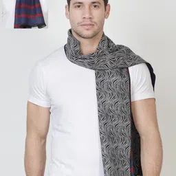 Alvaro Castagnino Men Grey & Black Printed Reversible Muffler-image-59