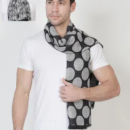 Alvaro Castagnino Men Grey & Black Printed Reversible Muffler-image-55