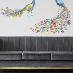 RANGOLI Multicoloured Slender Peacock Wall Sticker-image-38