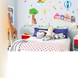 Jaamso Royals Green & Pink Cartoon Baby Printed Self Adhesive Wall Sticker-image-86