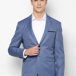 Allen Solly Men Blue Self Design Single Breasted Blazer-image-77
