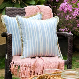 House This Blue 2 Pieces Striped Square Cushion Covers-image-64