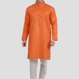 Maharaja Geometric Woven Design Regular Kurta With Pyjamas-9