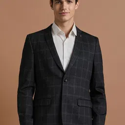 Allen Solly Checked Single-Breasted Slim-Fit Formal Blazer-image-8