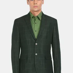 Arrow Men Green Checked Single Breasted Blazer-picture-42