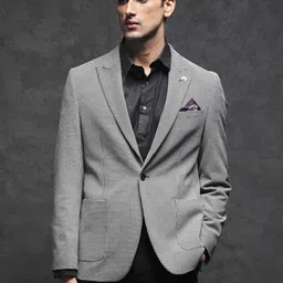 RARE RABBIT Men Bellion Tailored Fit Checked Single-Breasted Blazer-picture-32