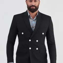 MR BUTTON Men Slim Fit Double-Breasted Formal Blazer-image-62