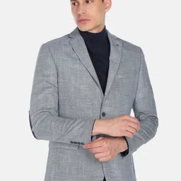 Arrow Men Blue Self-Design Single-Breasted Formal Slim-Fit Zero Calorie Fit Formal Blazer-picture-37