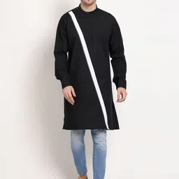 MIDAV Striped Mandarin Collar Long Sleeves Cotton Straight Kurta-picture-29