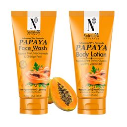 NutriGlow Naturals Papaya Face Wash-100gm & Papaya Body Lotion-150 ml-84