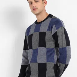 Campus Sutra Checked Woollen Pullover-image-11