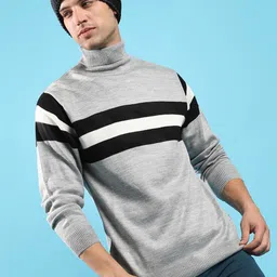 Campus Sutra Striped Woollen Pullover-picture-4