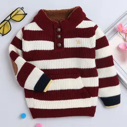Yellow Apple Boys Striped Woollen Pullover-picture-43