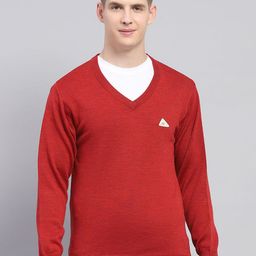 Monte Carlo Men V-Neck Woollen Long Sleeves Pullover-image-58