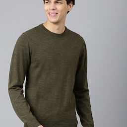 Woods Men Green Solid Round Neck Long Sleeves Pullover-image-56