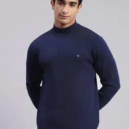 Monte Carlo Men Navy Blue Woollen Pullover-image-93