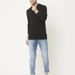 Crimsoune Club Men Black Solid Round Neck Pure Cotton Pullover-picture-25