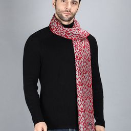 Alvaro Castagnino Men Red & Grey Animal Print Wool Muffler-image-59