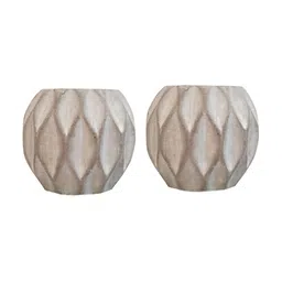 Garden Deco Off White & Brown 2 Pieces Textured Planter-31