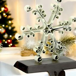 Hind Decor White Textured Metallic Stocking Holder-12