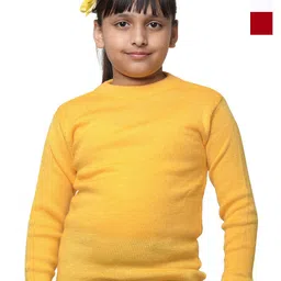 IndiWeaves Girls Pack Of 3 Round Neck Long Sleeve Pullover Wool Sweaters-image-95