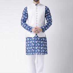 hangup plus Men Floral Printed Pure Cotton Kurta with Pyjamas-picture-58