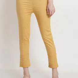 Popwings Women Gold-Toned Smart Trousers-image-10